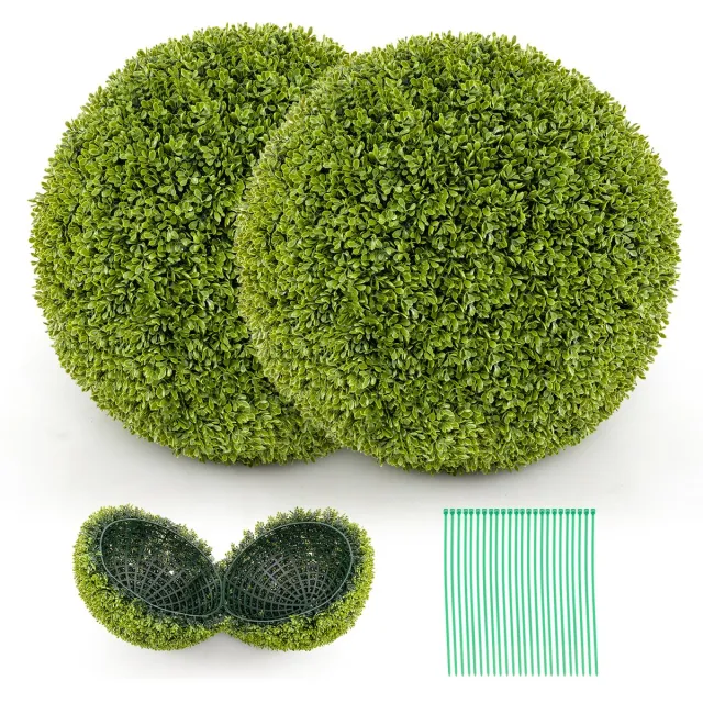 Costway Buxusballen, 2 stuks, 50 cm, buxusbal, uv-bestendig, vormsnoeren, kunstplant, decoratieve plant, boekbal, kunstplant, decoratieve bolplanten voor huis, tuin, bruiloft (groen)