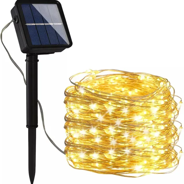 Novarta , Lichtsnoer op zonne-energie, Solar Tuin versiering, Tuin verlichting op zonne energie , Warm Wit, 20 meter, 200 Solar led lampen