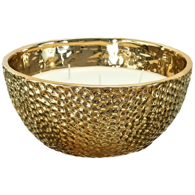 HOME DECO FACTORY Geurkaars Amber - goud - D21 cm - 25 branduren - 5 lonten - sierkaars Goudkleurig