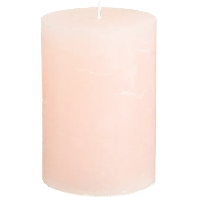 Viana Roze pilaarkaarsen, lichtroze, effen, 70x100mm, set van 4, paaskaars