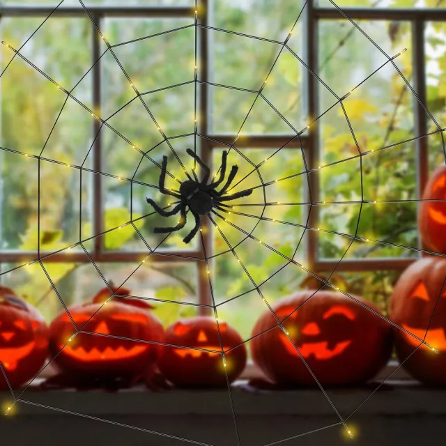 arti casa ARTICASA - Halloween spinnenweb lichtsnoer - LED verlichting - Halloween decoratie - 70 LED - 8 Lichtstanden - 100 x 100 cm - Zwart