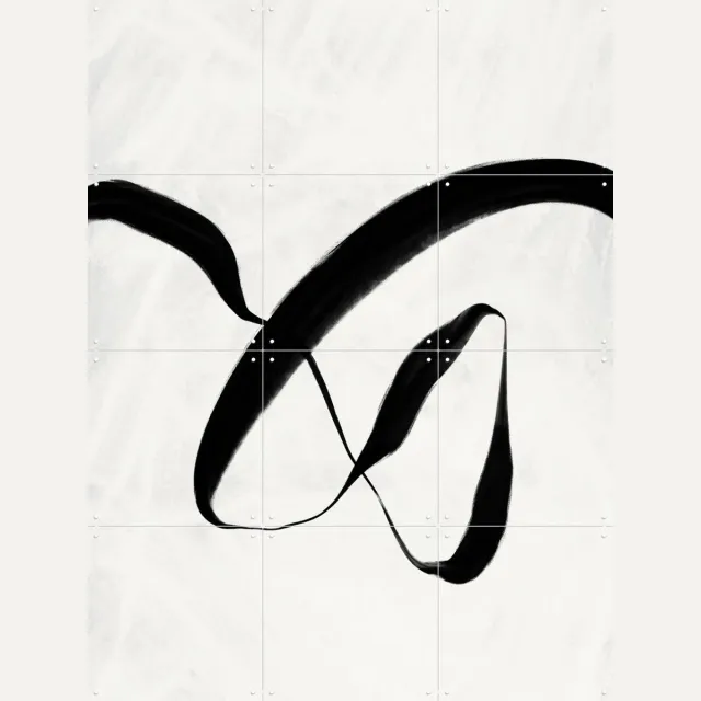 IXXI Flowing Ink Dance, Treechild & Various - 60 x 80 cm - Grote wanddecoratie en posters - Line art, Modern, Abstract, Woonkamer, Slaapkamer, Gang Zwart / Wit