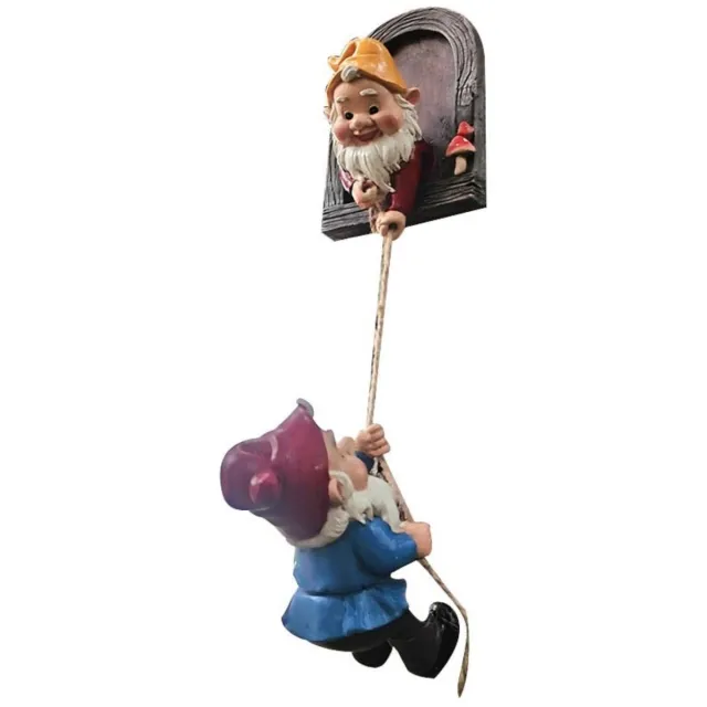 longziming Climmende Dwergfiguur - Sprookjesachtig - Weerbestendig Polyresin - Sleutelgatmontage - 1 Stuk - Buitenshuis Tuin Meerkleurig