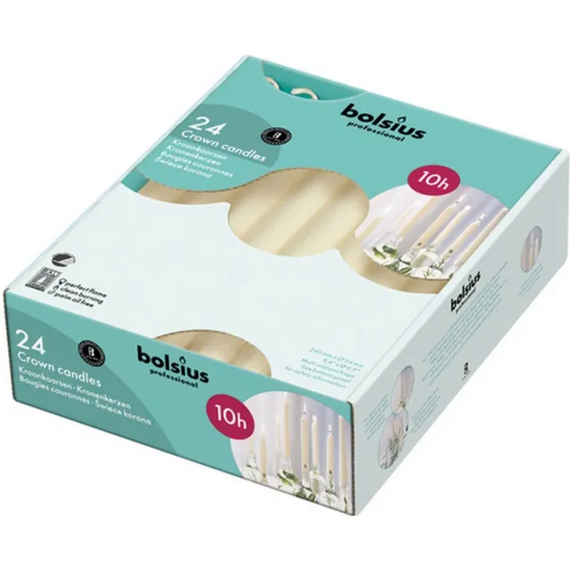 Bolsius VOORDEELVERPAKKING - kroonkaarsen - ivoor - 96 stuks