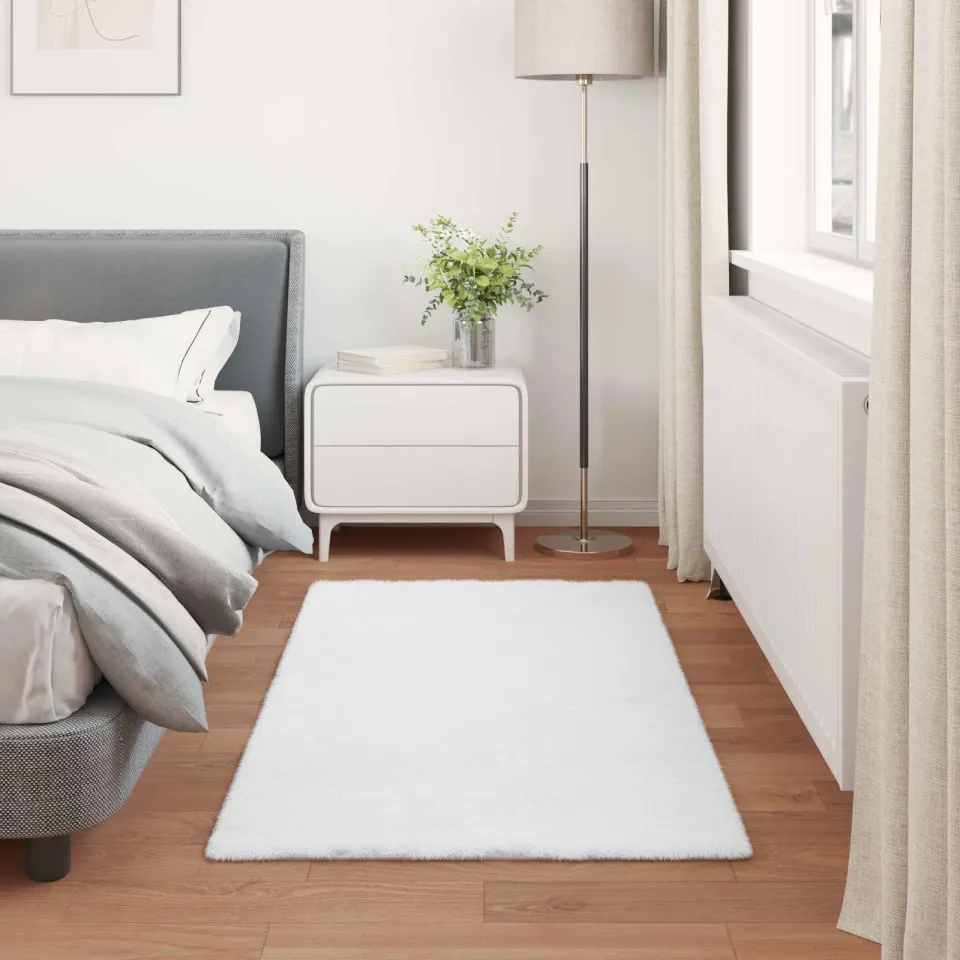 vidaXL Antislip vloerkleed van imitatie konijnenbont OLITE Wit, foto 3