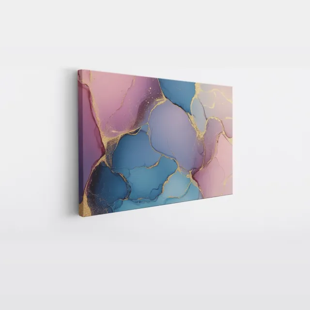 Saammp Canvas Schilderij - Kleurrijk marmer - Dynamisch - Abstract kunstwerk - 50x40 - Foto op canvas - Wanddecoratie - Muurdecoratie Woonkamer - Slaapkamer decoratie - Canvas Print Multicolor