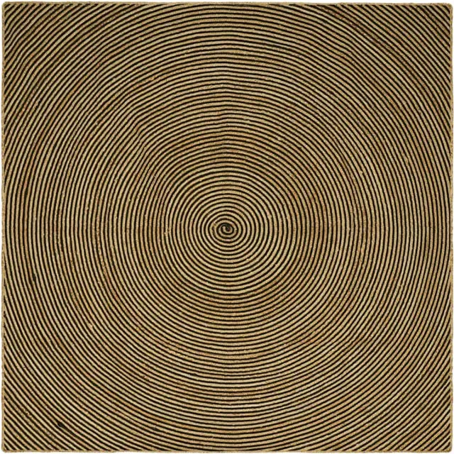 vidaXL Gebied - Tapijt - Naturel - en - Zwart - 240 - x - 240 - cm - Jute Naturel en Zwart