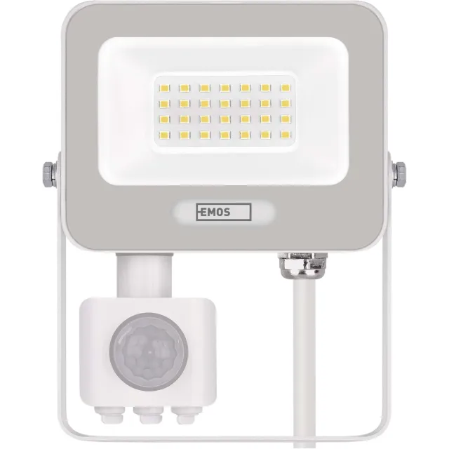 Emos GLARO LED-schijnwerper met bewegingssensor, 20 W, wit, IP54, 2000 lm, neutraal wit, ZS2324W