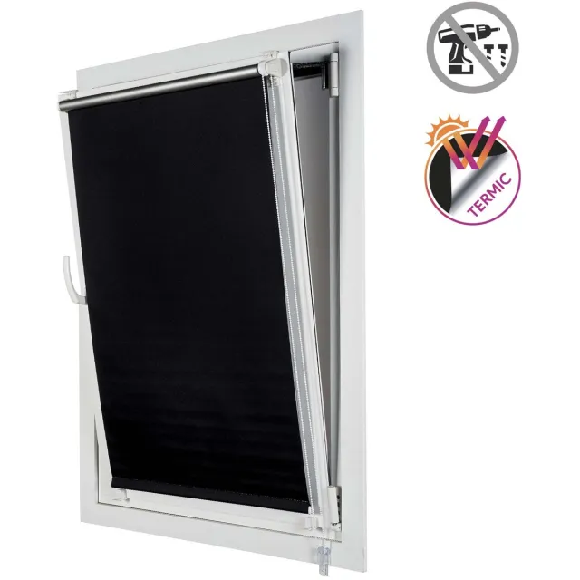 Storesdeco Opaco EasyFix rolgordijn, rolgordijnen zonder boren Zwart, 45x180 cm Black