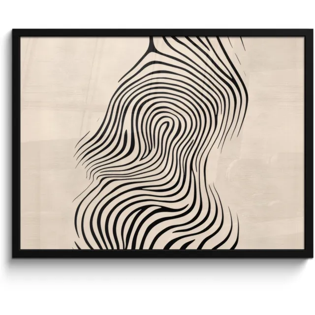 FrameYourWall Poster in lijst - Fotolijst 70x50 cm - Posters - Lijnen - Abstract - Golvend - Zwart - Posterlijst zwart - Decoratie - Wanddecoratie woonkamer - Muurdecoratie slaapkamer