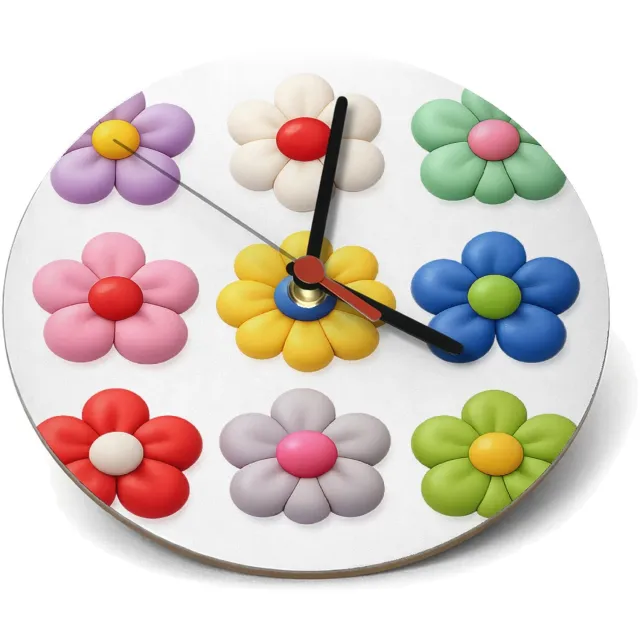 Mr Cadeautjes Klok rond Ø 19 - design Een reeks speelse fruitvormen met verschillende texturen, ne | cadeau Wit