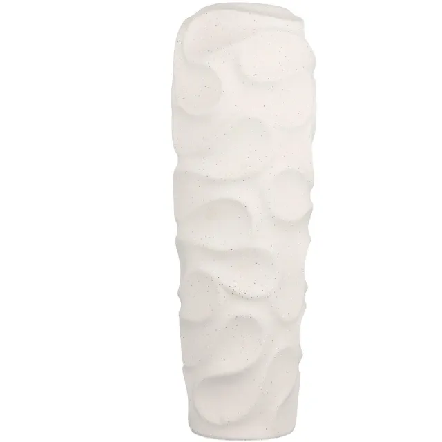 Fameilleur vaas 18,5xH71cm vanilla silk Rivu - stenen decoratieve bloemenvaas, voor bloemen, takken en droogbloemen, woondecoratie voor modern interieur, mooi als cadeau vanilla beige