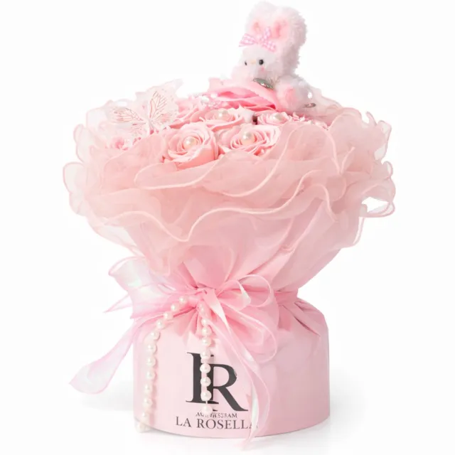 La Roselle Amsterdam Rozen boeket Roze met Teddy Kunstrozen Romantisch Geschenk - Decoratie - Kerst geschenk