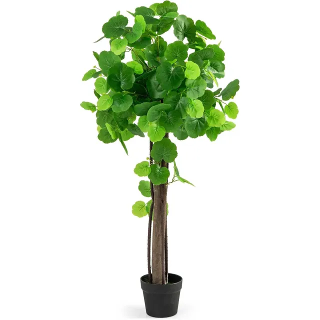 KOMFOTTEU Kunstboom, 110 cm in pot, wilde appelboom met houten stam, takken van PE, hortensiabladeren, weelderig mos, hortensiaboom voor thuiskantoordecoratie groen