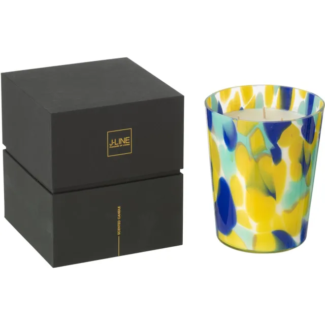 J-Line geurkaars Noa - White Tea - glas - rood/geel - medium - 68U Multi