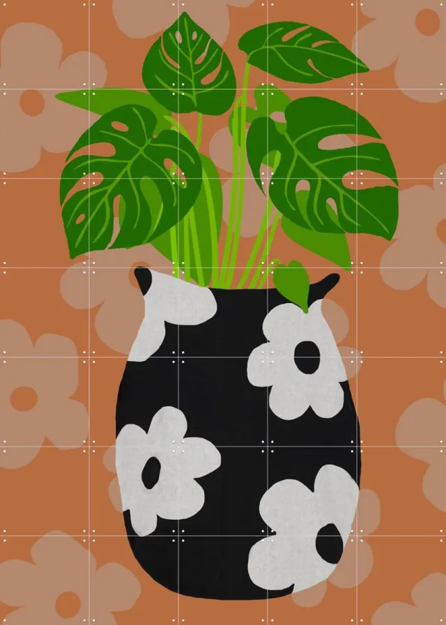IXXI Green Plant 1, Coco de Paris - 100 x 140 cm - Grote wanddecoratie en posters - Modern, Digitale Kunst, Illustraties, Kleurrijk, Slaapkamer Bruin