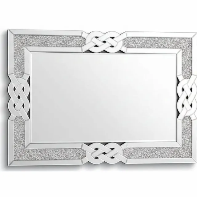 Klarven Wandspiegel Silver 120x60cm - Glamoureuze Kristal Rand, Decoratieve Uitstraling - Rechthoekig B 120 x H 60 cm