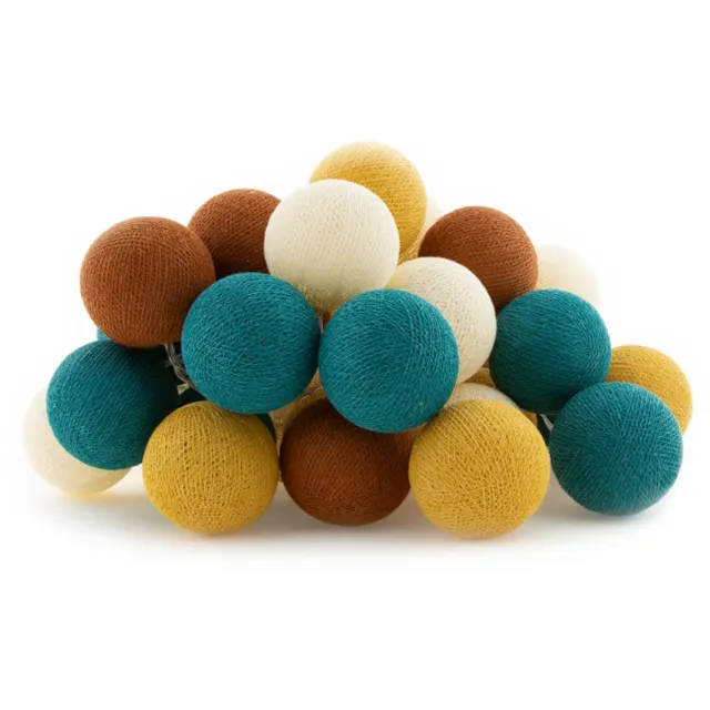 Cotton Ball Lights LED lichtslinger voor binnen - Handgemaakt en Fairtrade - 35 lampjes - Indian Summer