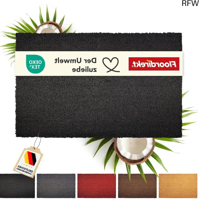 RFWR Kokos Deurmat 60 x 90 cm - Antislip Vuilvangmat voor Binnen en Buiten - Duurzaam en Onderhoudsarm natuurlijk