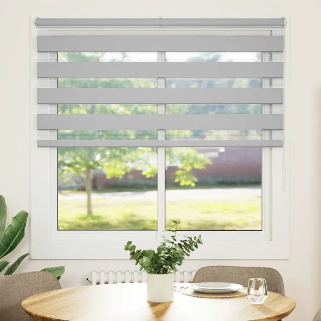 vidaXL Zebra rolgordijn 145x150 cm stofbreedte 140,9 cm lichtgrijs grijs