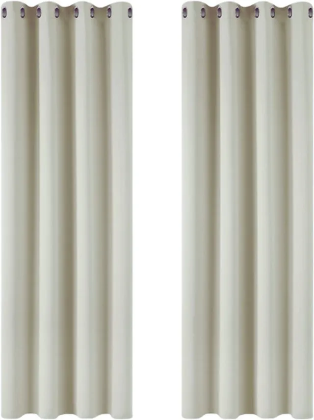 PEAM Warmte-Isolerende Verduisteringsgordijnen - Modern Design Met Oogjes - Gordijnen Voor Woonkamer En Slaapkamer - 140 X 260 Cm (Breedte X Hoogte) - Lichtbeige - 2 Stuks WIT