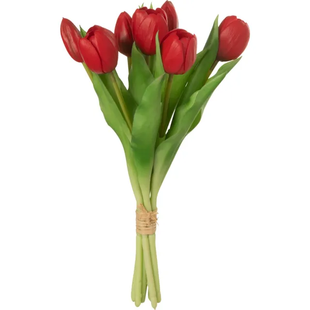 J-Line boeket Tulpen 7 stuks - kunststof - rood - small