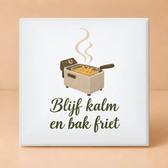 Bedruk King Sfeervolle Hakuna Patata Tegel – Rustige Gouache Wanddecoratie met Tekst voor Thuiskoks en Levensgenieters - 15 x 15 cm Wit