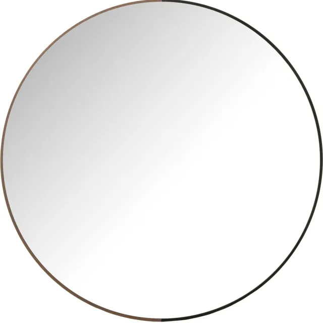 J-Line spiegel Rond - metaal/hout - zwart - large - Ø 90 cm