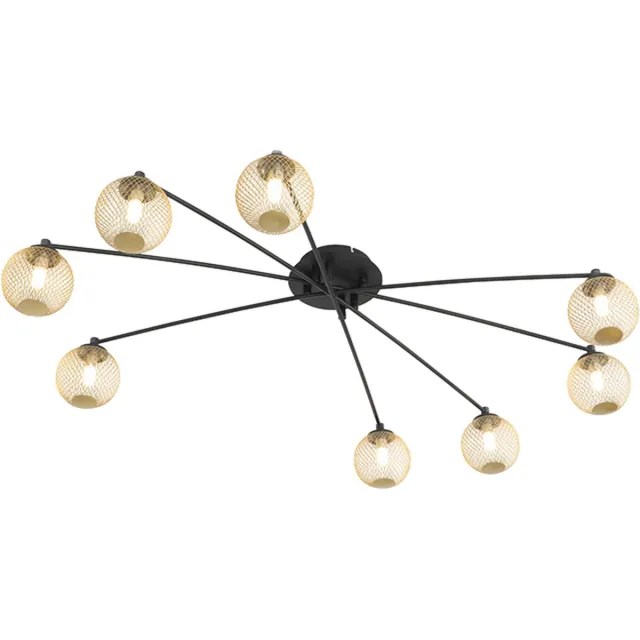 QAZQA athens - Moderne Plafondlamp - 8 lichts - L 1000 mm - Zwart Goud - Woonkamer | Slaapkamer | Keuken