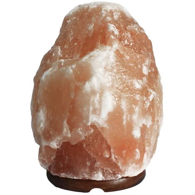 Ancient Wisdom Himalaya Zoutlamp - Houtenvoetstuk - 3-5kg Orangje Bruin
