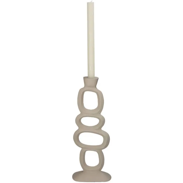 Meubel en Keuken Kandelaar - Organisch - Ivoor - 15x7x37cm Beige