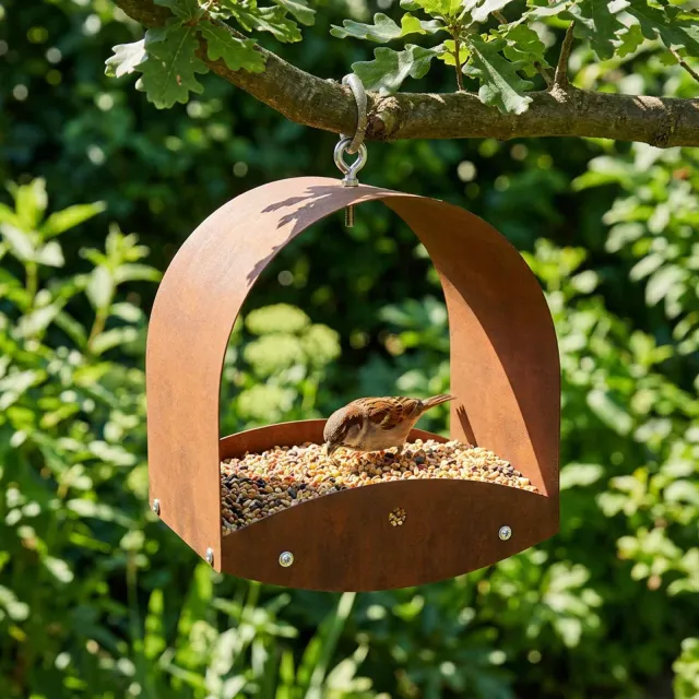 vidaXL Hangend vogelvoederhuisje weervast staal Roestkleurig Roestig
