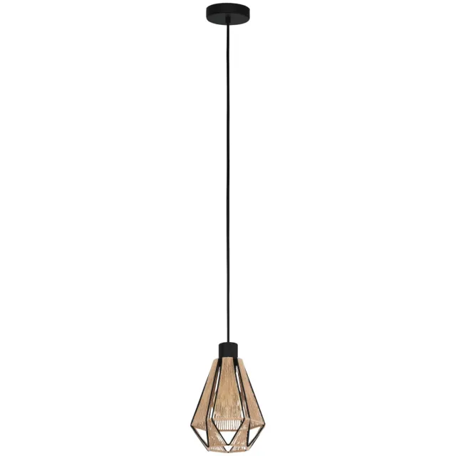 EGLO Adwickle Hanglamp - E27 - 17 cm - Zwart|Bruin Zwart;Lichtbruin;