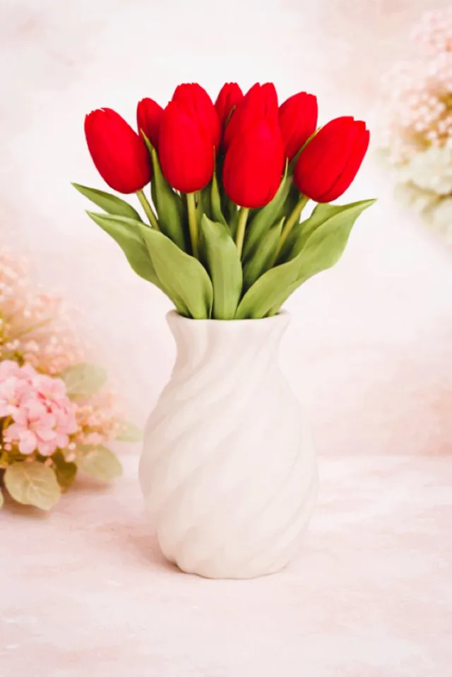 Goods Zijden bloemen - Rode Tulpen - Excl. Vaas - 7 stuks - Hoogte 31 cm Rood