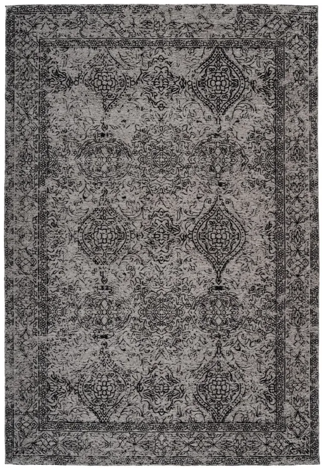 Padiro elegant laagpolig vloerkleed 160 x 230 cm - donkergrijs - oosters vintage patroon - voor vloerverwarming - van polyester en katoen
