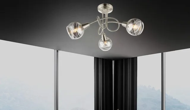 Trango 3-vlams RVS optiek 1010-38L Draaibare plafondlamp *WOW* incl. 3x 5Watt LED lamp 3000K warm wit Spots met design rokerige glazen kappen Woonkamerlamp, plafondspot 3-Vlams mat nikkel