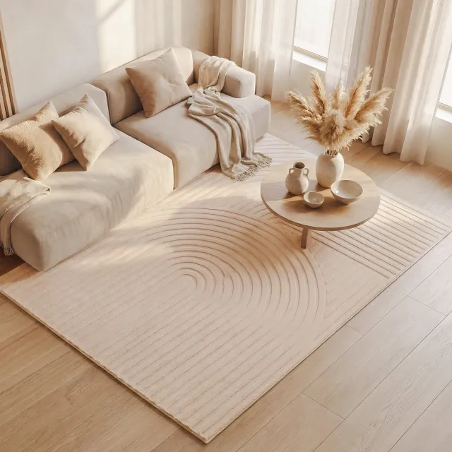 Fraai Scandinavisch vloerkleed - Charm Curves Beige - 120x170cm