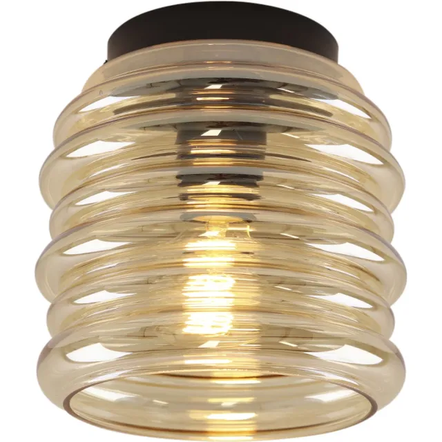 Olucia KAREN - Plafondlamp - Amber / Zwart - Vorm: Ovaal