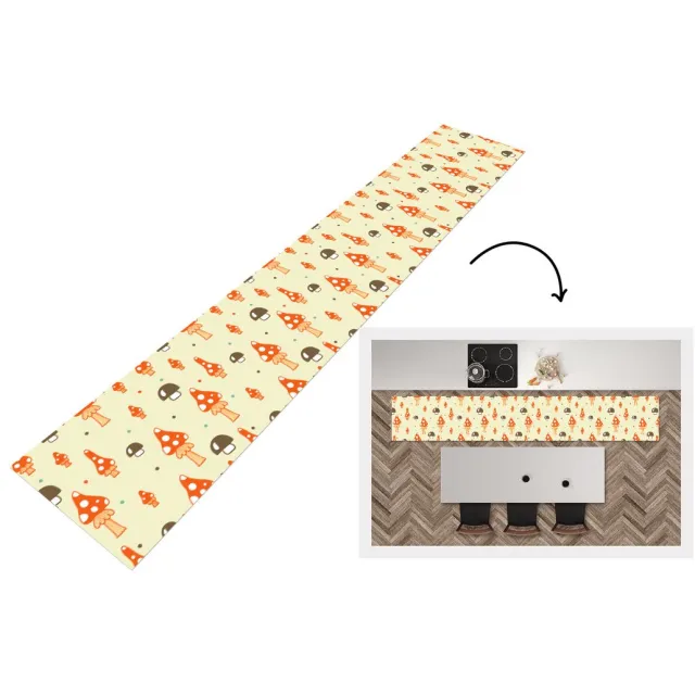 KitchenYeah Keukenloper 300x50 cm - Keukenmat vinyl Patronen - Paddestoel - Oranje - Keukenmatten loper - Keuken vloerkleed tapijt