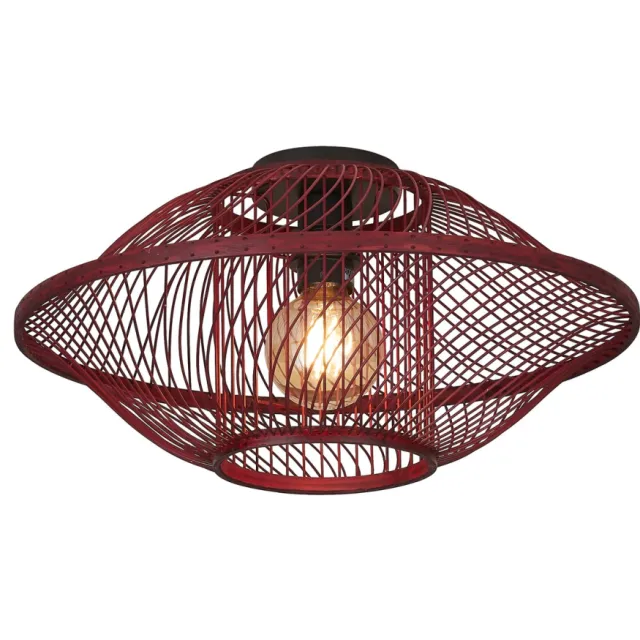 Good&Mojo Plafondlamp Maui bamboe/kap burgundy Rood