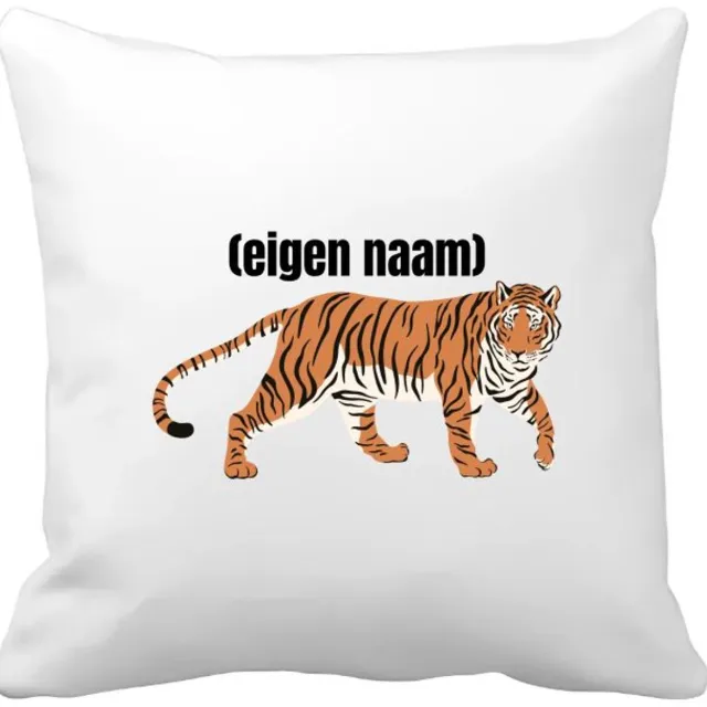 Akyol tijger met eigen naam Kussen hoes - Tijger - dieren liefhebber - iemand die houdt van tijgers - verjaardag - cadeau - kado - geschenk - 40 bij 40 cm Multicolor