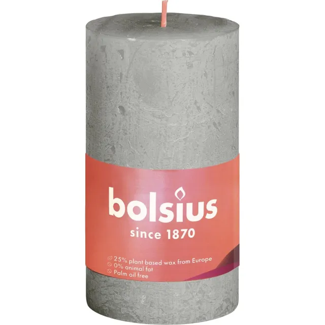 Bolsius Stompkaars Foggy Green Ø50 mm - Hoogte 10 cm - Lichtgrijs/Groen - 30 branduren