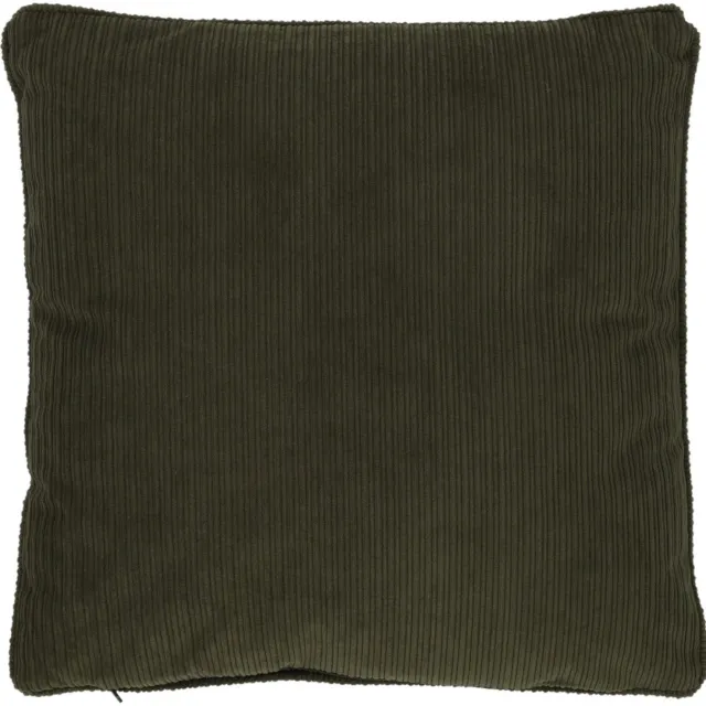 Home & Styling Collection Home Styling Collection - Ribfluwelen sierkussen met bies, 40 x 40 cm Donkergroen