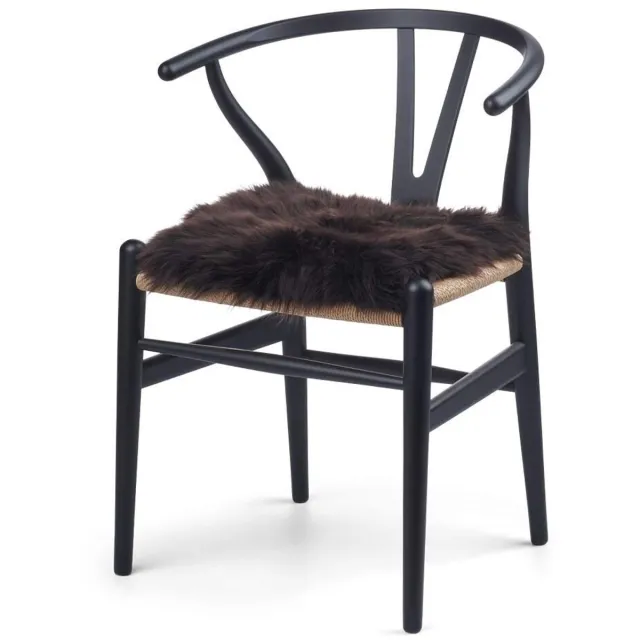 Sheepskin House Langharige Schapenvacht Cover Zero Waste - 35x35 cm Chocolate