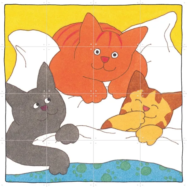 IXXI Dikkie Dik Bedtijd, Dikkie Dik - 80 x 80 cm - Grote wanddecoratie en posters - Kleurrijk, Illustraties, Cartoonesk, Speels, Fantasierijk Geel