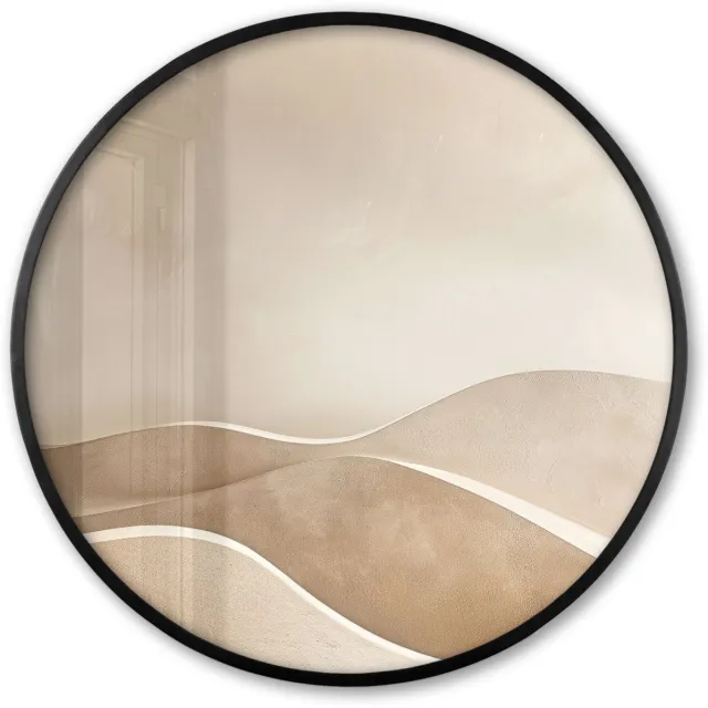 FrameYourWall Poster in lijst Rond - Fotolijst 60x60 cm - Posters - Beige - Natuur - Abstract - Modern - Ronde posterlijst zwart - Decoratie - Wanddecoratie woonkamer - Muurdecoratie slaapkamer
