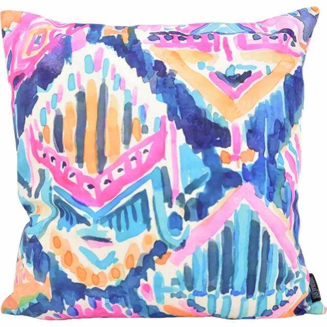 Gek op Kussens! Colorful Print #1 Kussenhoes | Katoen / Polyester | 45 x 45 cm Blauw-Oranje-Roze