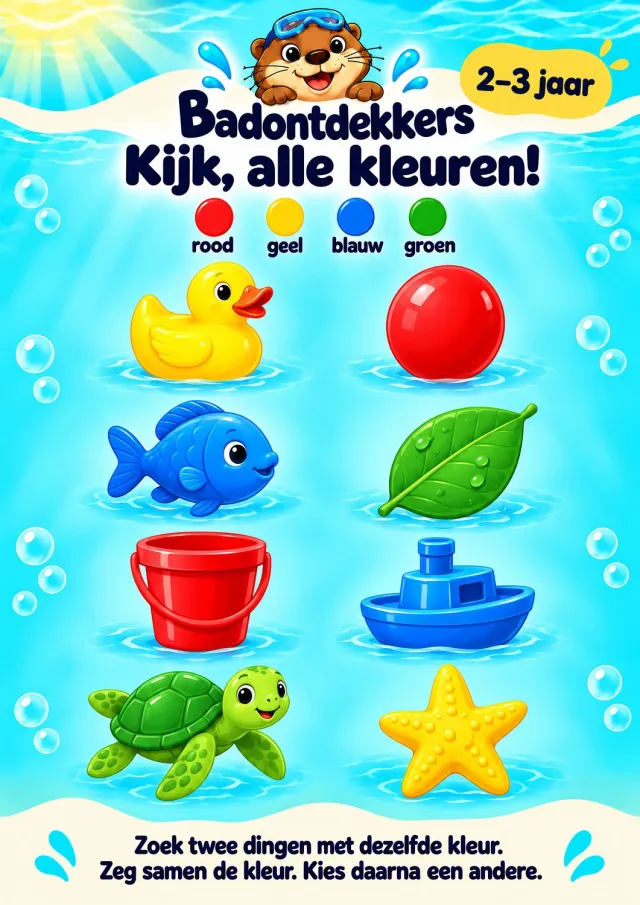 Badontdekkers educatieve Badposter Kijk, alle kleuren! – 2–3 jaar - A3 - Herplakbaar Multi colour