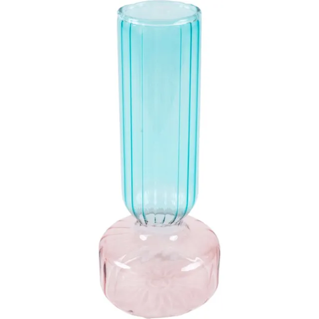 dekoratief Vaas blauw/roze, glas, 10x10x22cm | A254007