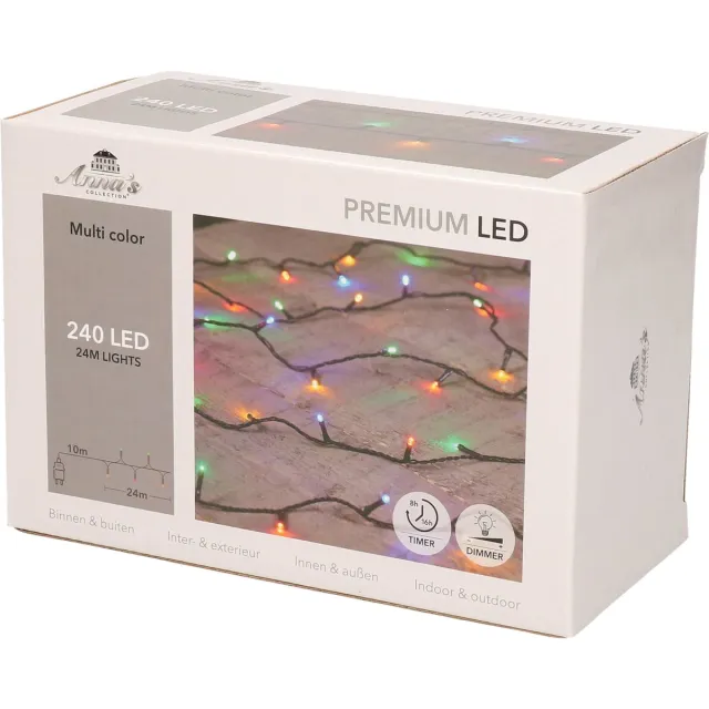 Anna's Collection Kerstverlichting - 240 led lampjes - gekleurd - 24 m - dimmer - timer - buiten